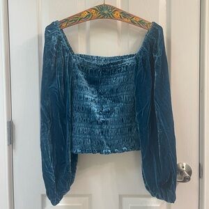 NWT Anthropologie Velvet Fitted Off-Shoulder Top